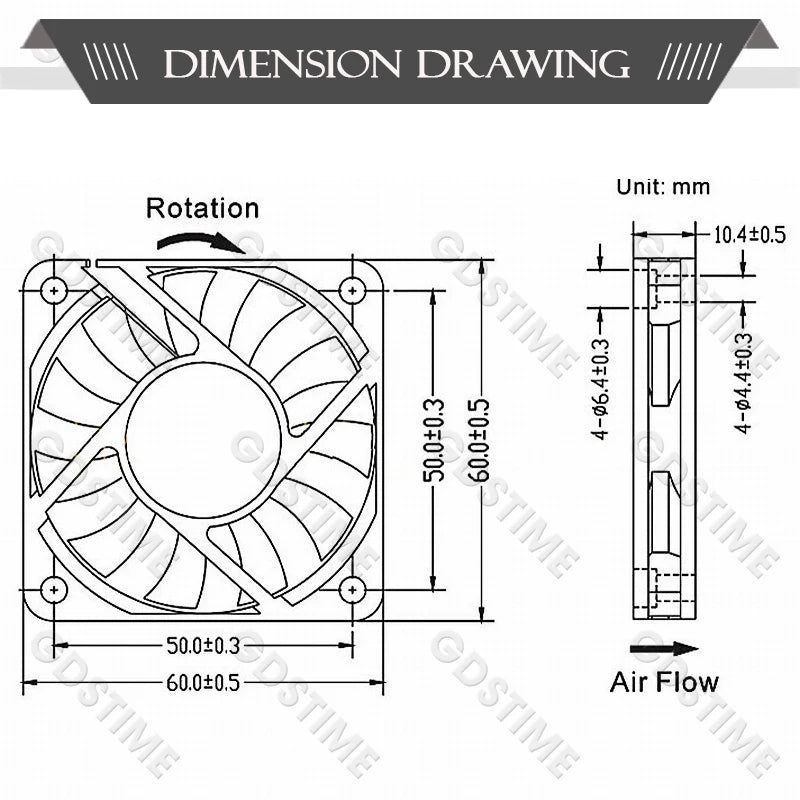Gdstime 60mm 6cm Brushless Cooler USB 2Pin 3Pin DC 5V 12V 24V Fan 60x10mm 6010 Dual Ball for Computer Pc Cpu Case Cooling Fan