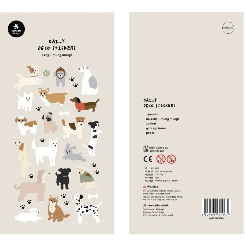 Korean Import Brand Suatelier Happy Dogs Mung Family Stickers Scrapbooking Diy Diary Stationery Sticker Cute Decor Sticker 1183
