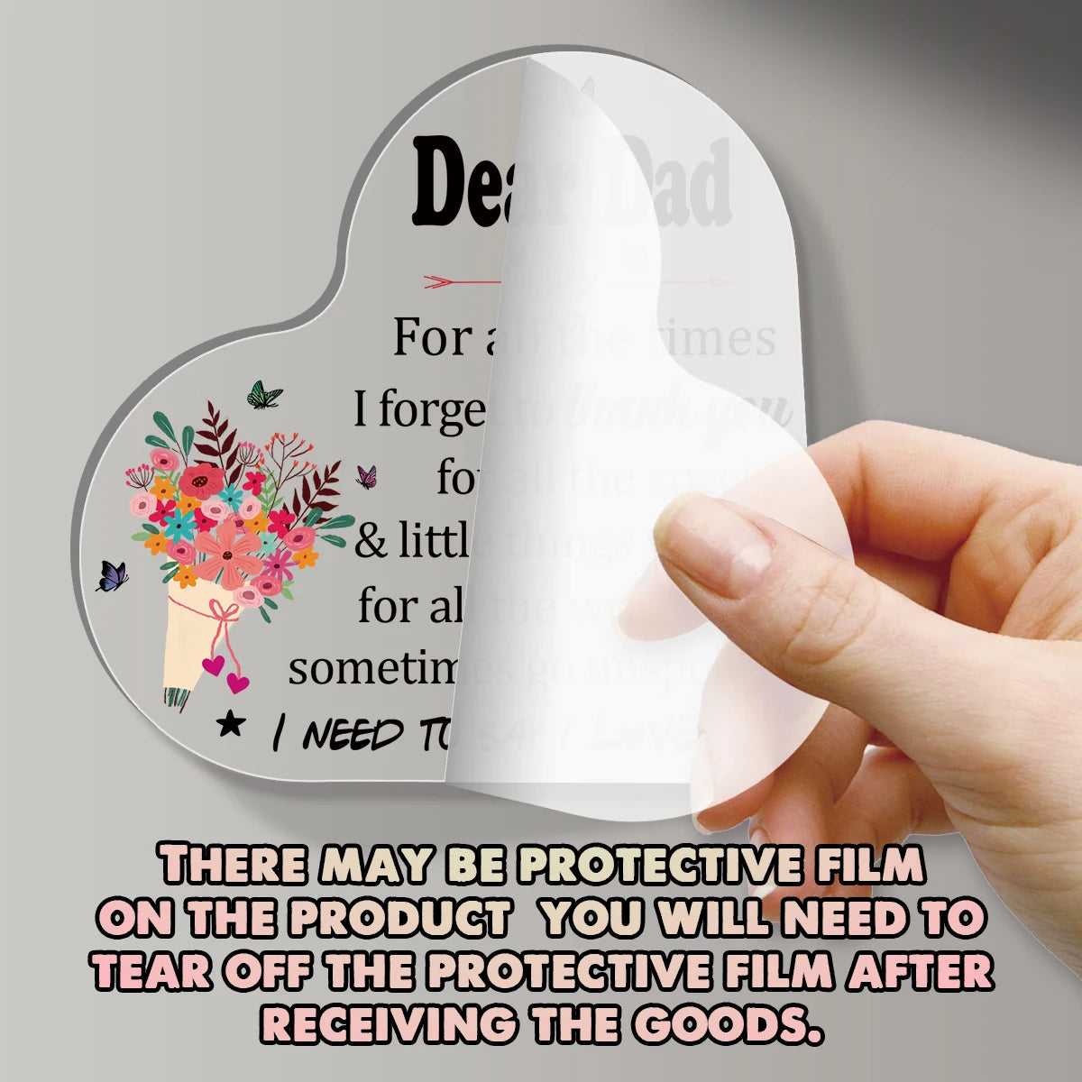 Birthday Gifts For Father Thank You Dad Gifts for Father's Day From Son Daughter Acrylic Heart Desk Plaque Sign For Table Decor