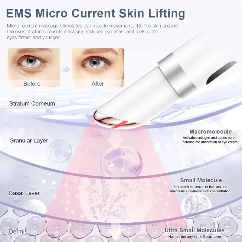 Electric Eye Massager EMS Microcurrent Skin Lifting Reduce Eye Wrinkles Remove Dark Circles Hot Vibration Beauty SkinCare Device