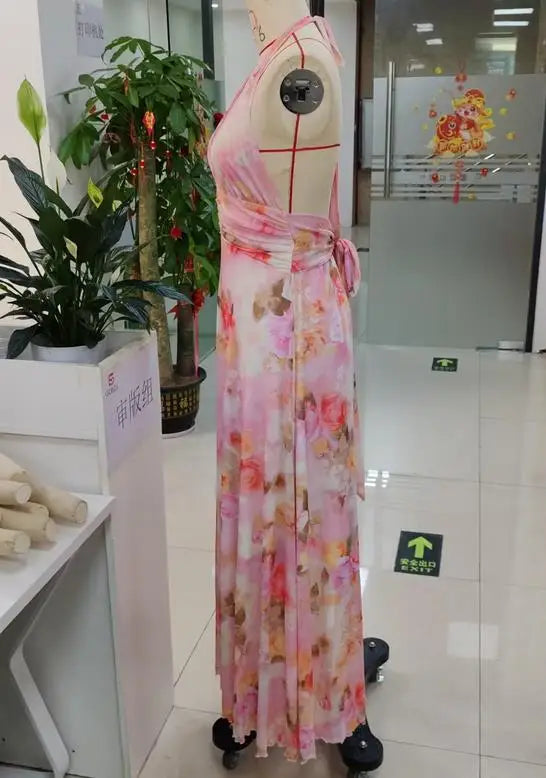 GuliriFei Women Long Dress, Sleeveless Halter Dress Backless Flower/Dots Print Summer Cocktail Dress