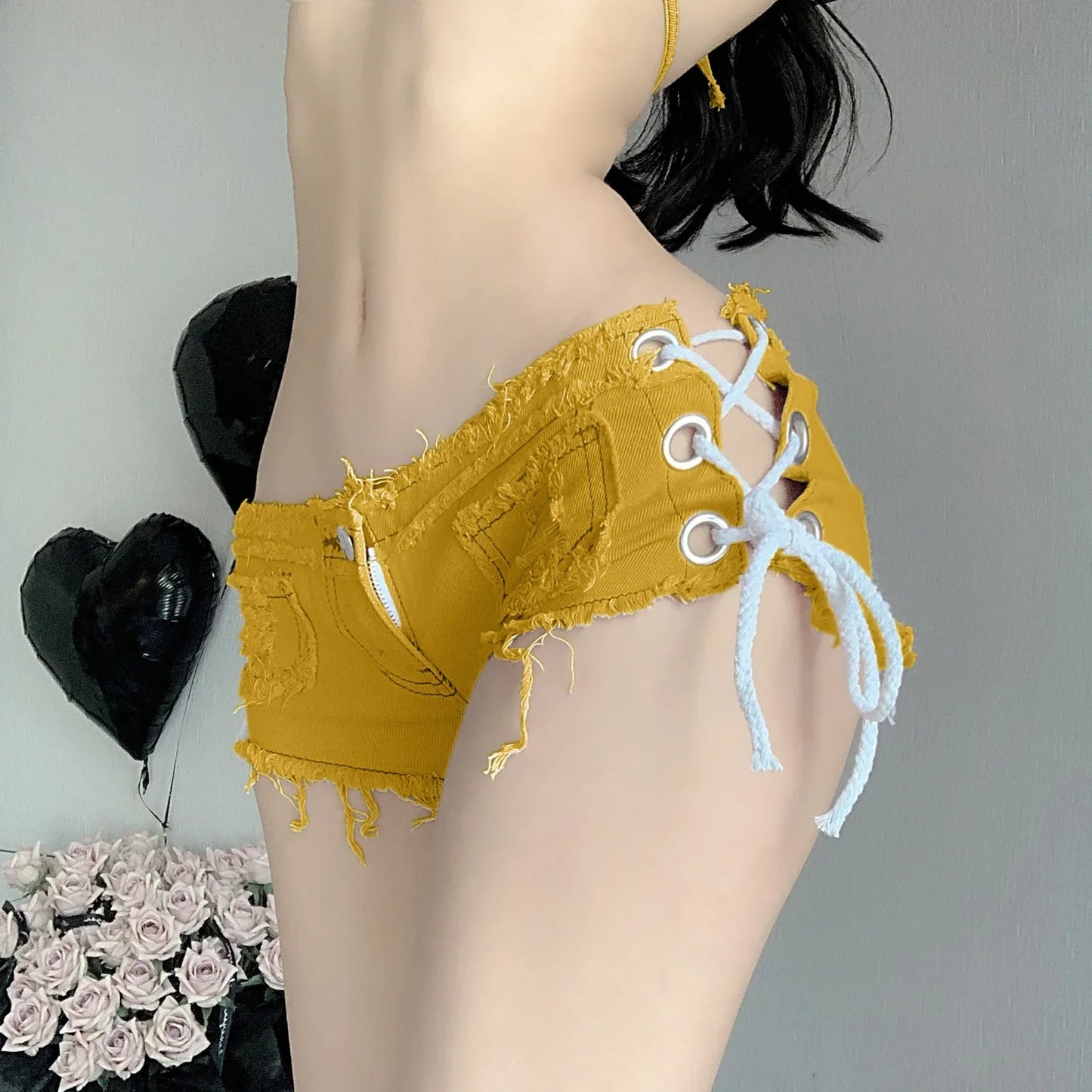 Sexy Low Waist Jeans Shorts Women's European American Style Denim Crossbody Shorts For Nightclubs Summer Fashion Trend