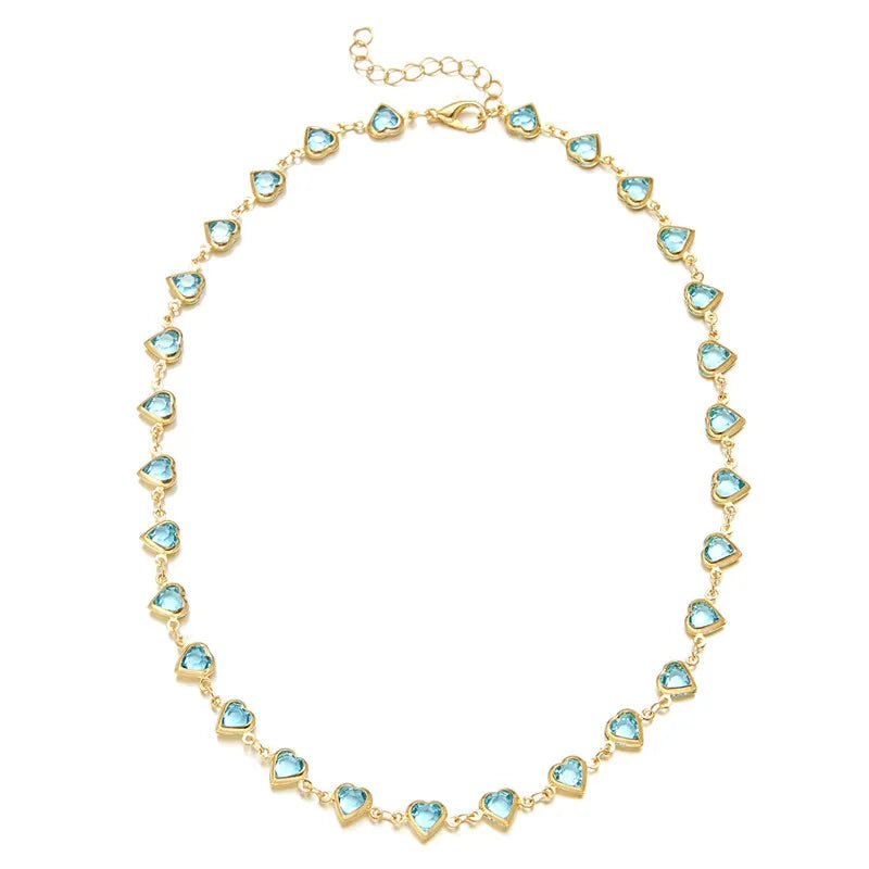 Exquisite Boho Candy Color Heart Shaped Crystal Bracelet for Women Fashion Charm Zircon Butterfly Pearl Metal Chain Bracelets