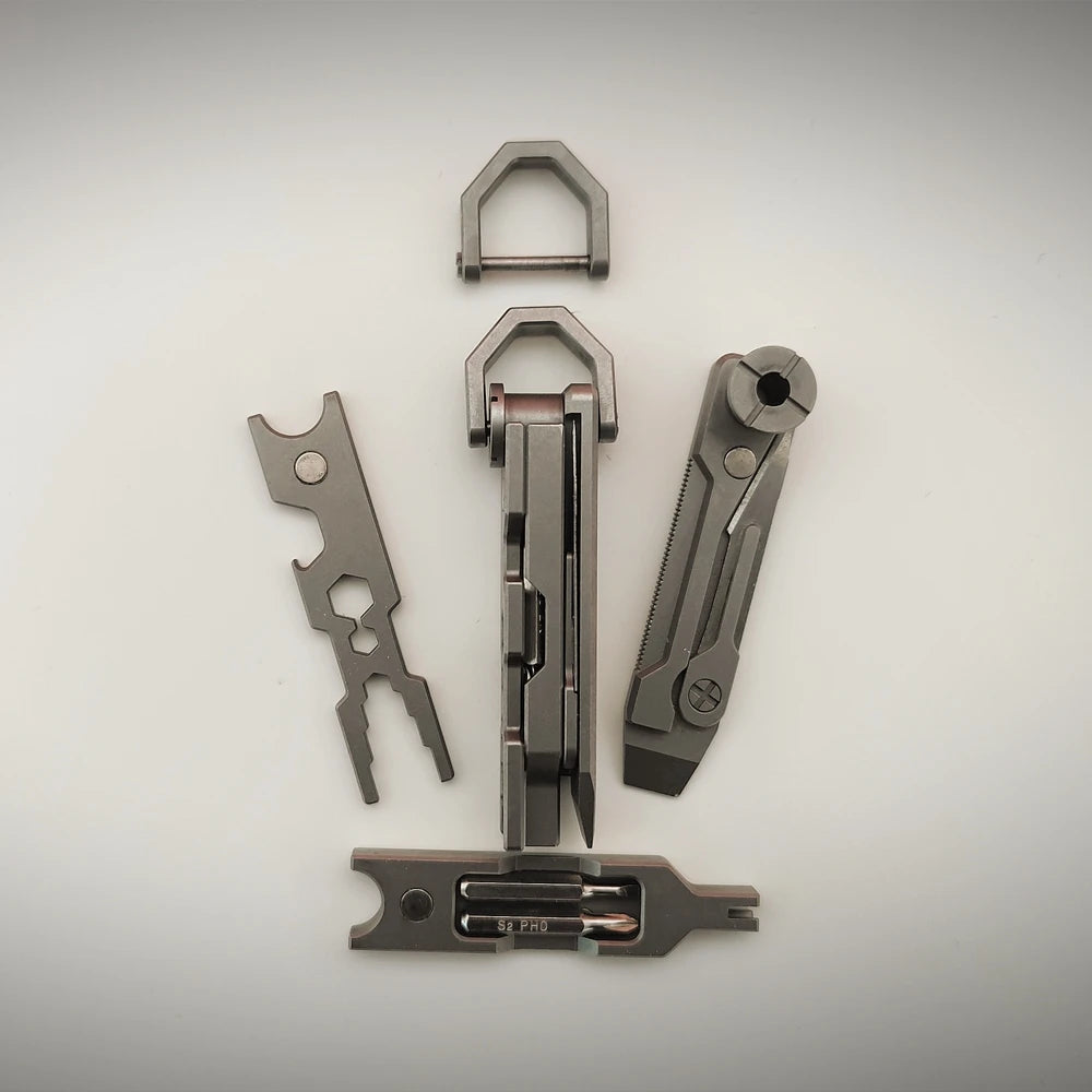 EDC TItanium Alloy with Titanium Key Ring Pry Bar Screwdriver Bottle Opener Handle Multi-tool profession Portable Outdoor Tools