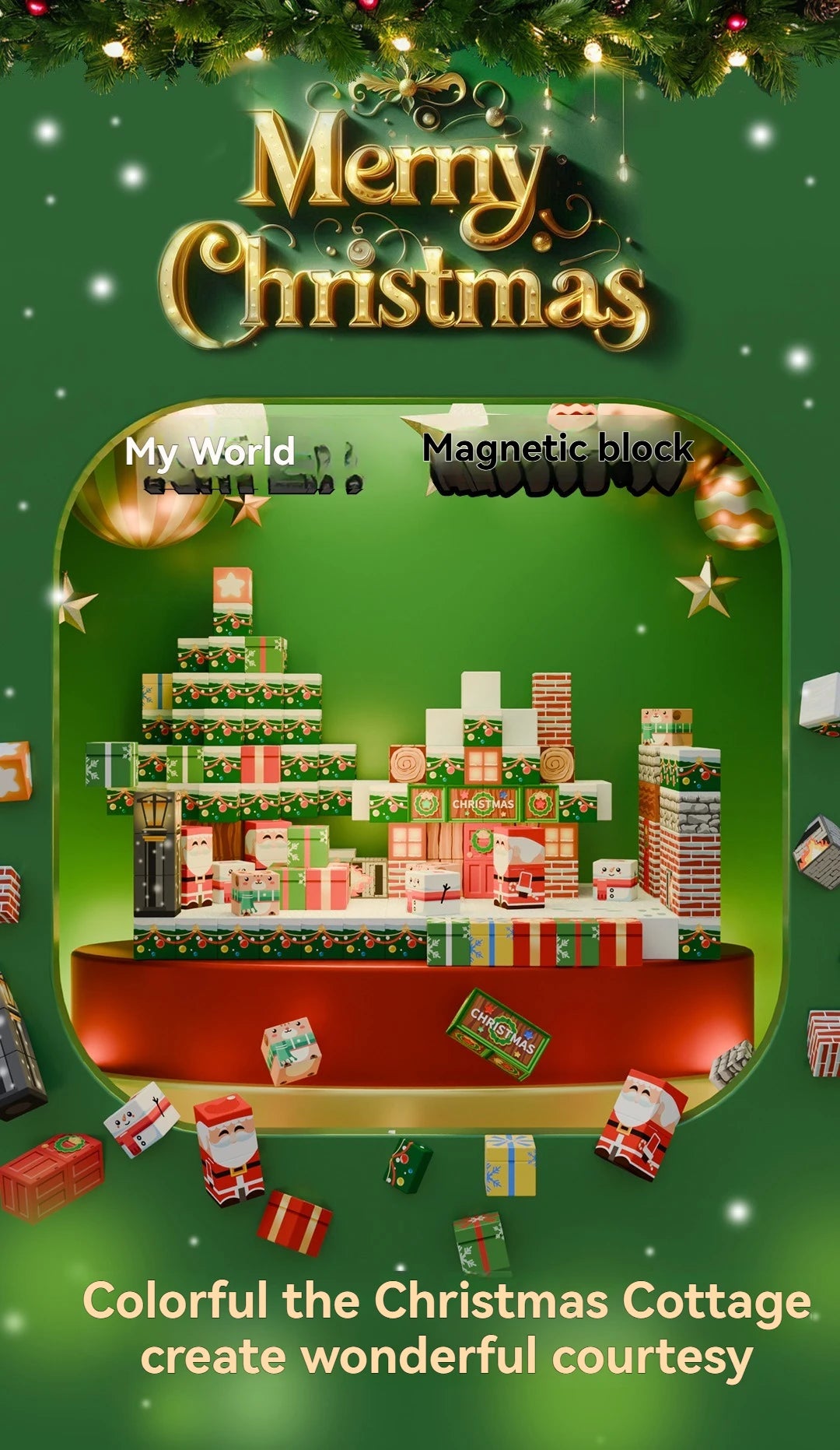 New Popular Christmas Magnetic Blocks suit, DIY Building Toy, Montessori Magnetic Building Blocks Halloween Christmas Gift