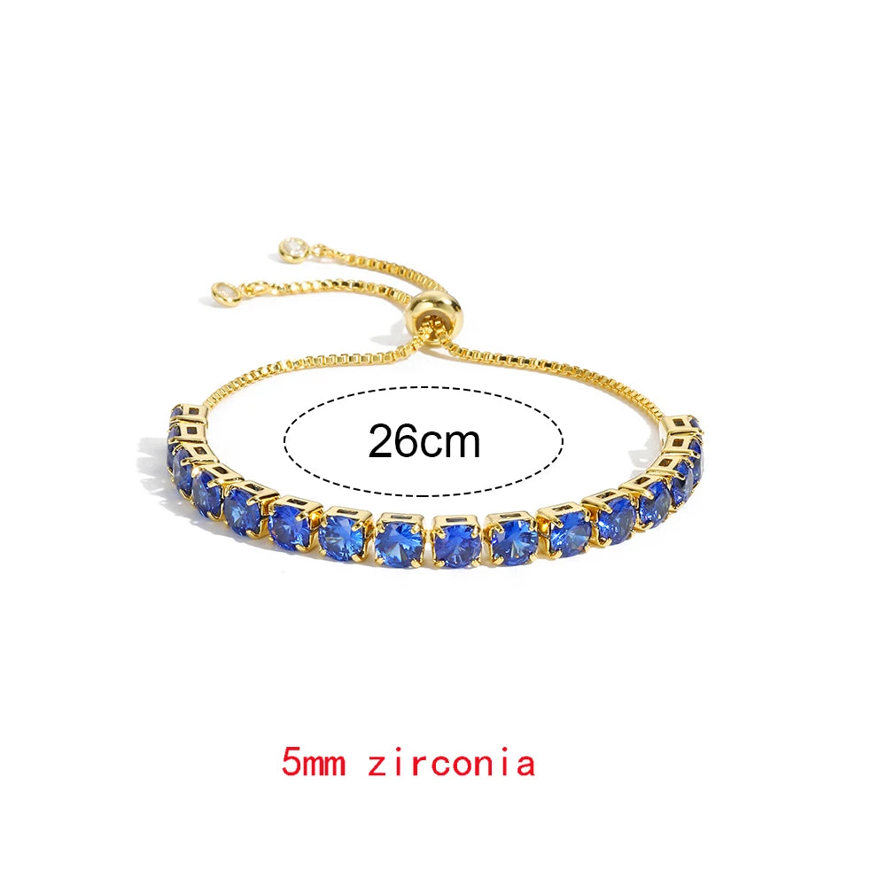 Luxury Rainbow Adjustable Multicolor Tennis Bracelets For Women Ladies Wedding Colorful Zircon Charm Bracelet Hand Chain Jewelry