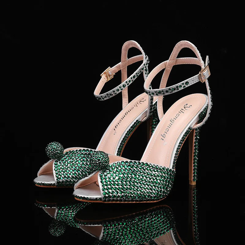 Fashion High Quality Wedding Shoes Women Pearls Studs Luxury Peep Toe White High Heels Buckle Designer Woman Sandal 43 Zapatos