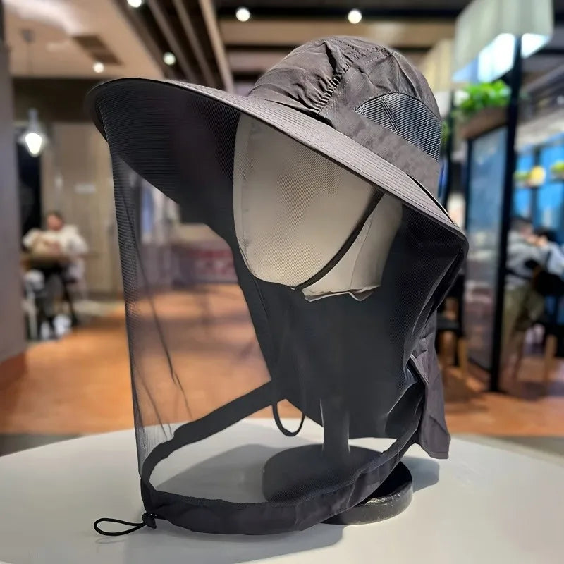 Outdoor Mosquito Repellent Hats - Sun Protection, Breathable Mesh Mask, Face Cover, Suitable for，mountaineering，Night Fishing
