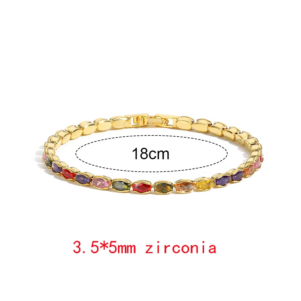 Luxury Rainbow Adjustable Multicolor Tennis Bracelets For Women Ladies Wedding Colorful Zircon Charm Bracelet Hand Chain Jewelry