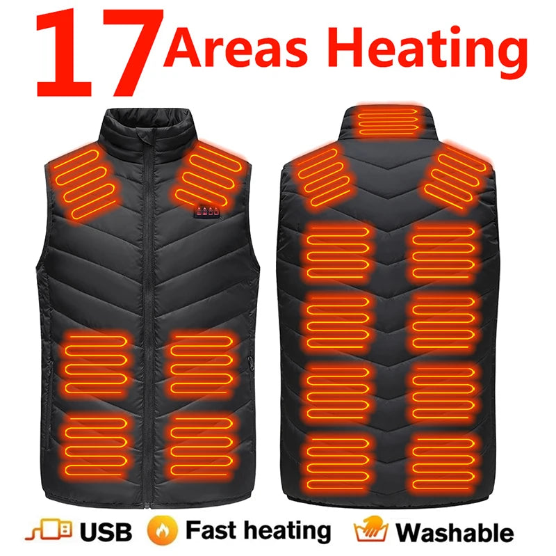 17 Areas Usb Heated Jacket Men Women Electric Heated Vest Heating Vest Heated Bodywarmer Usb Inner Heat Vest Veste Chauffante