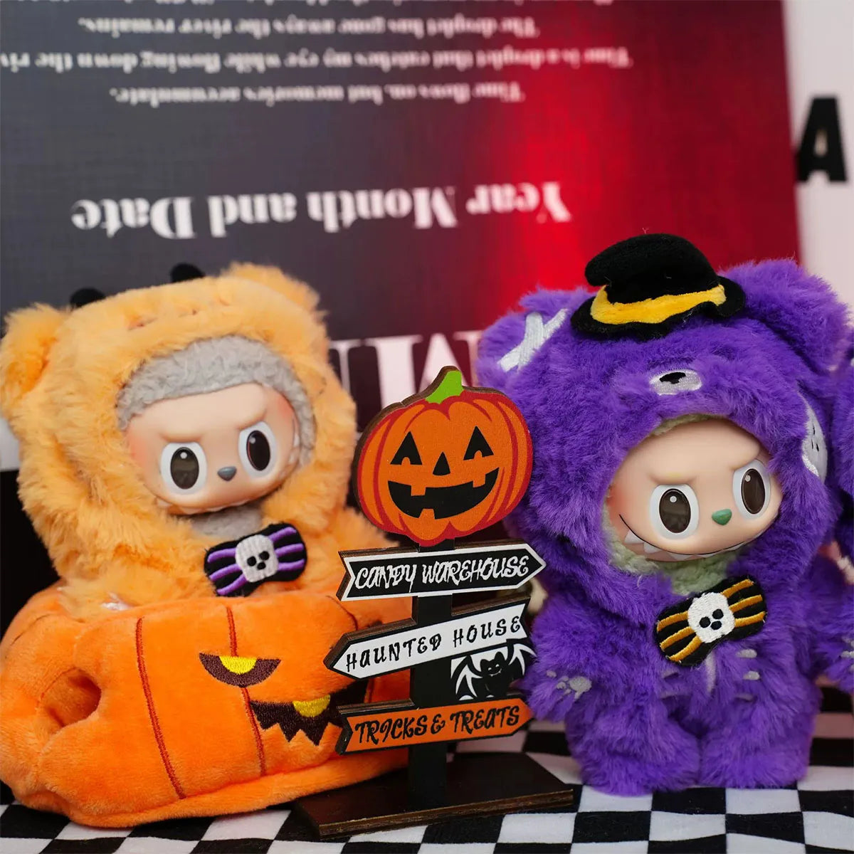 Cute Doll Plush Set for Labubu Doll Clothes Halloween Pumpkin Devil Bear Doll Costume Trendy Accessories Fashion Style