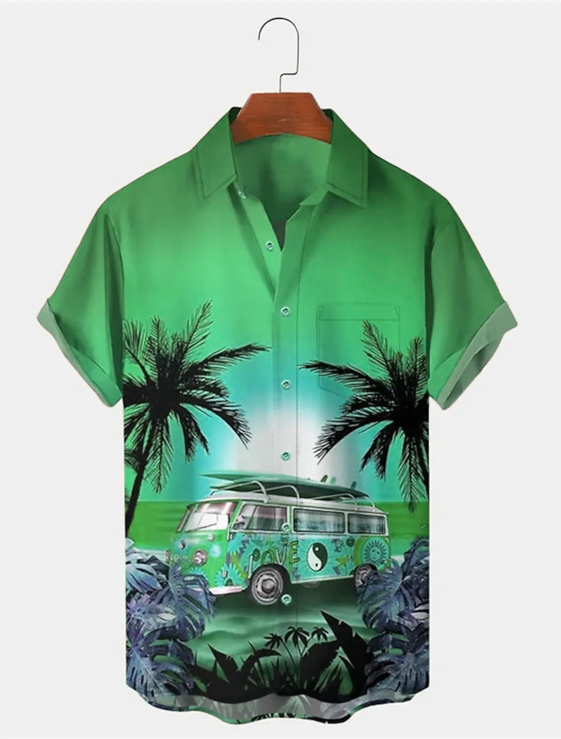Men's Shirt Summer Hawaiian Shirt Graphic Prints Palm Tree Turndown Outdoor Street Short Sleeves Button-Down Print Clothing