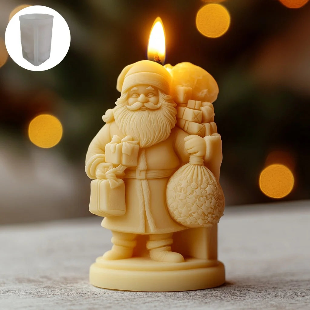 Santa Spherical Scented Candle Silicone Mold Wear Hat Santa Spherical Resin Mould Santa Relief Plaster Molds Christmas Gift