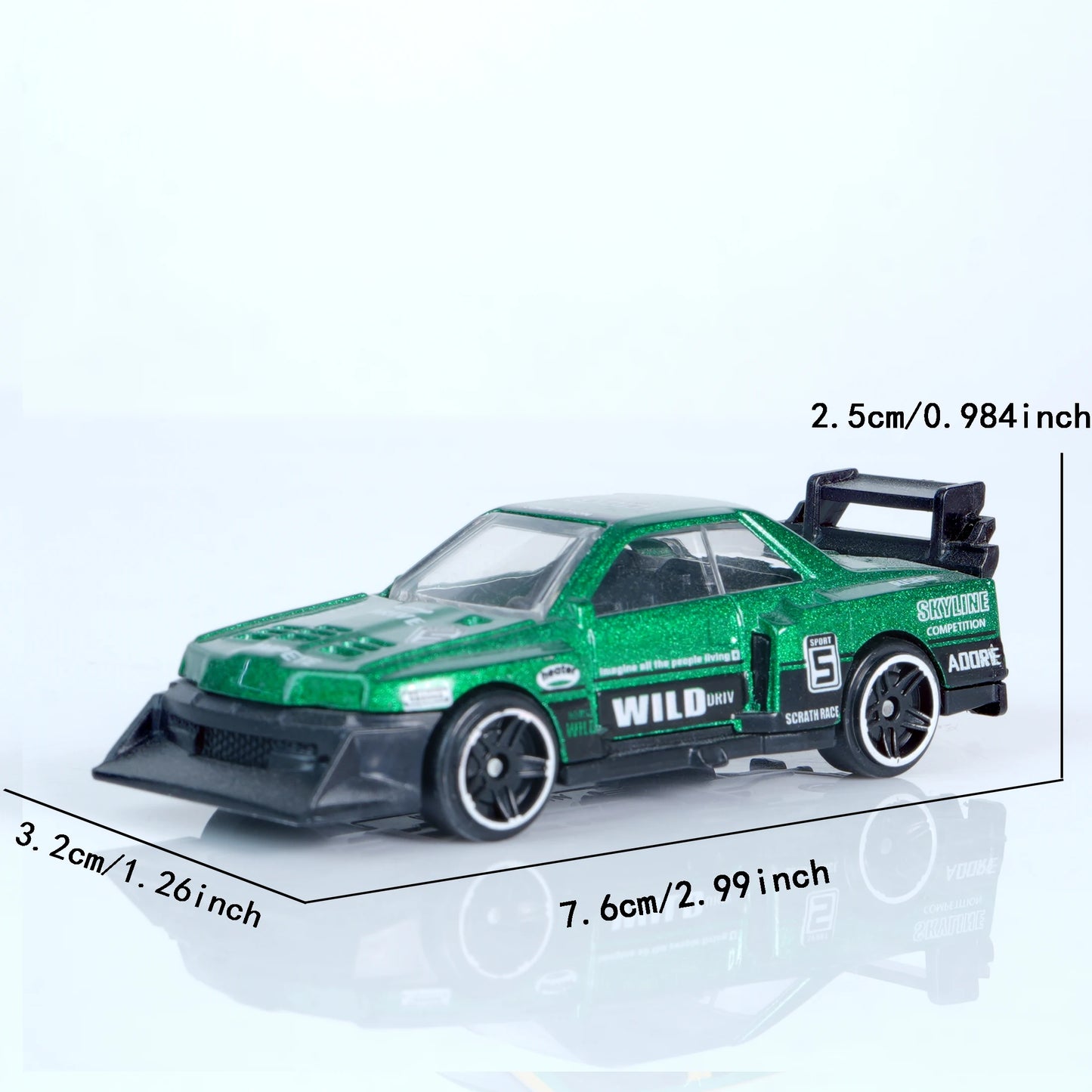 1:64 New Niche High-End Green Alloy Die-Cast Racing Car Model Toy Car for Boys and Adults, Collectible Display Ornament, Christmas Gift for Car Enthusiasts