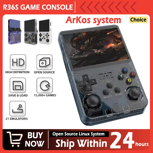 R36S Portable Handheld Game Controller with 3.5" HD Screen, Rechargeable Battery - Perfect Christmas Gift for Gamers