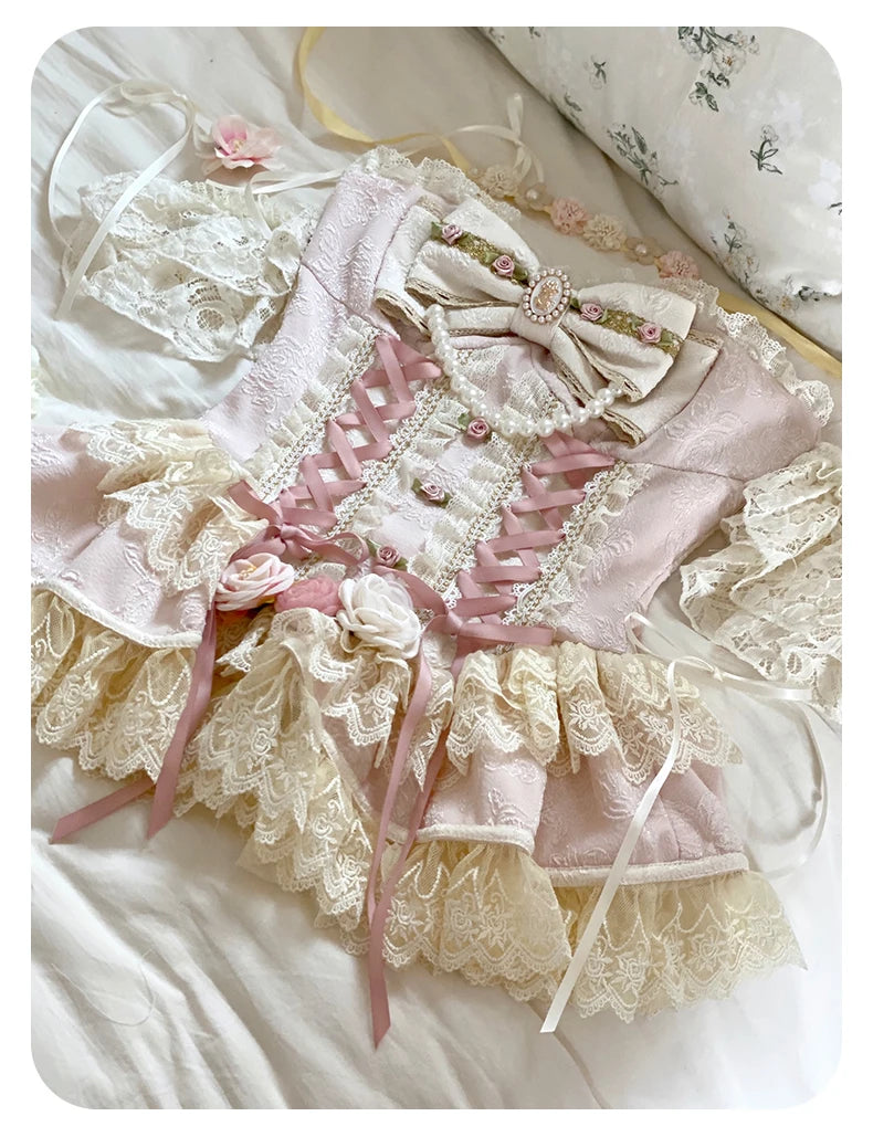 Original Romantic Atmosphere Cute Girls Skirt Sets 2025 Spring and Summer Sweet Lolita Tube Top Slim Top and Skirt 2-piece Set