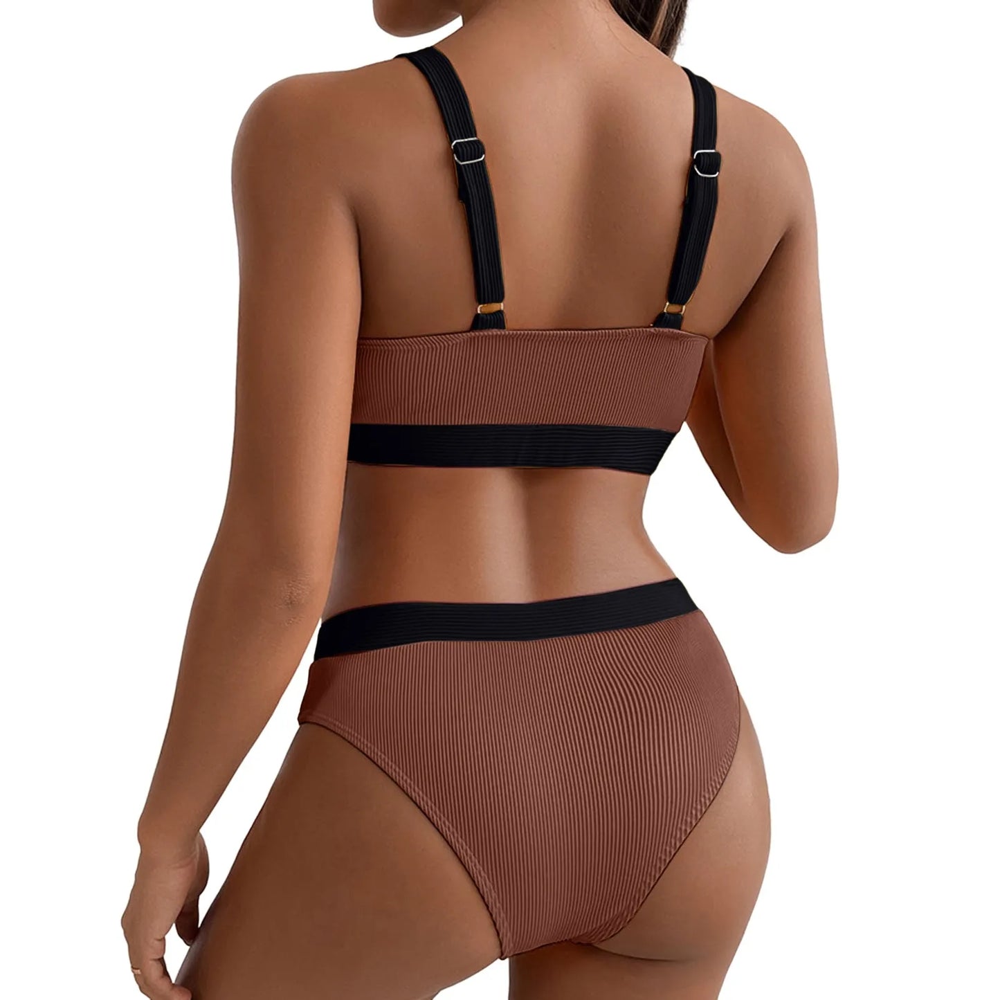 Women High Waist Bikini Female Crew Neck Push Up Bra Bikinis Print Swimsuit Female Beachwear Hip Lifting Shorts Swimwear