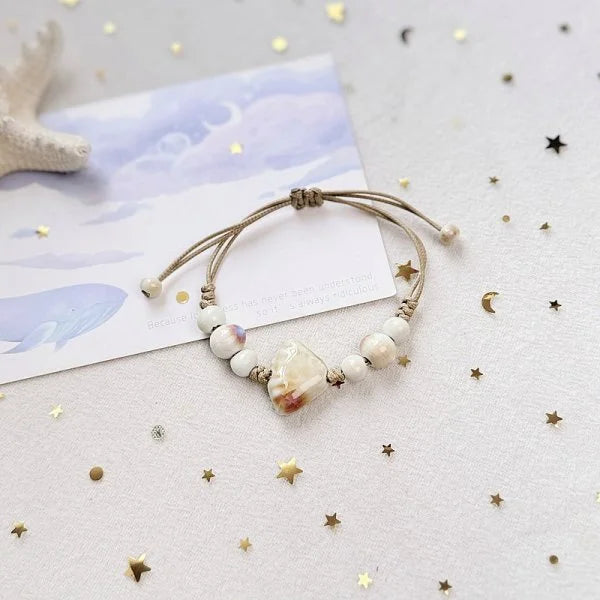 Bohemian Conch Starfish Shells Beaded Bracelets for Women Girls Boho Style Shell Beaded Beach Bangles Jewelry Gift Adjustable