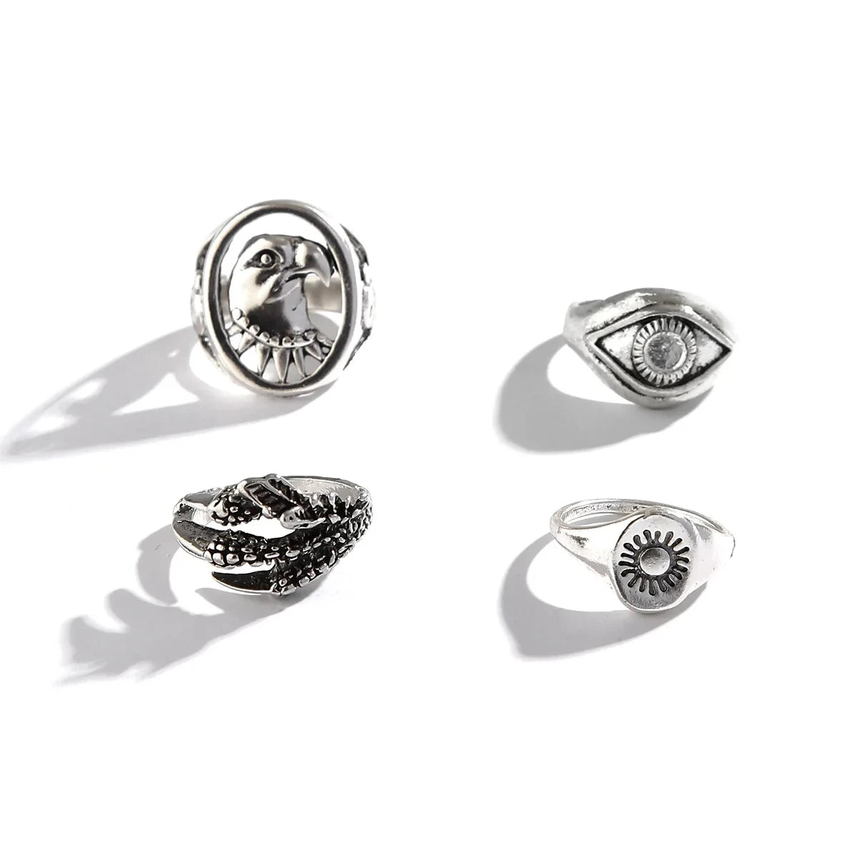 Vintage Devil Eye Ring Set For Man Punk Charm Eagle Ring Set Jewelry Cool Stuff Male Gift Accessories Wholesale