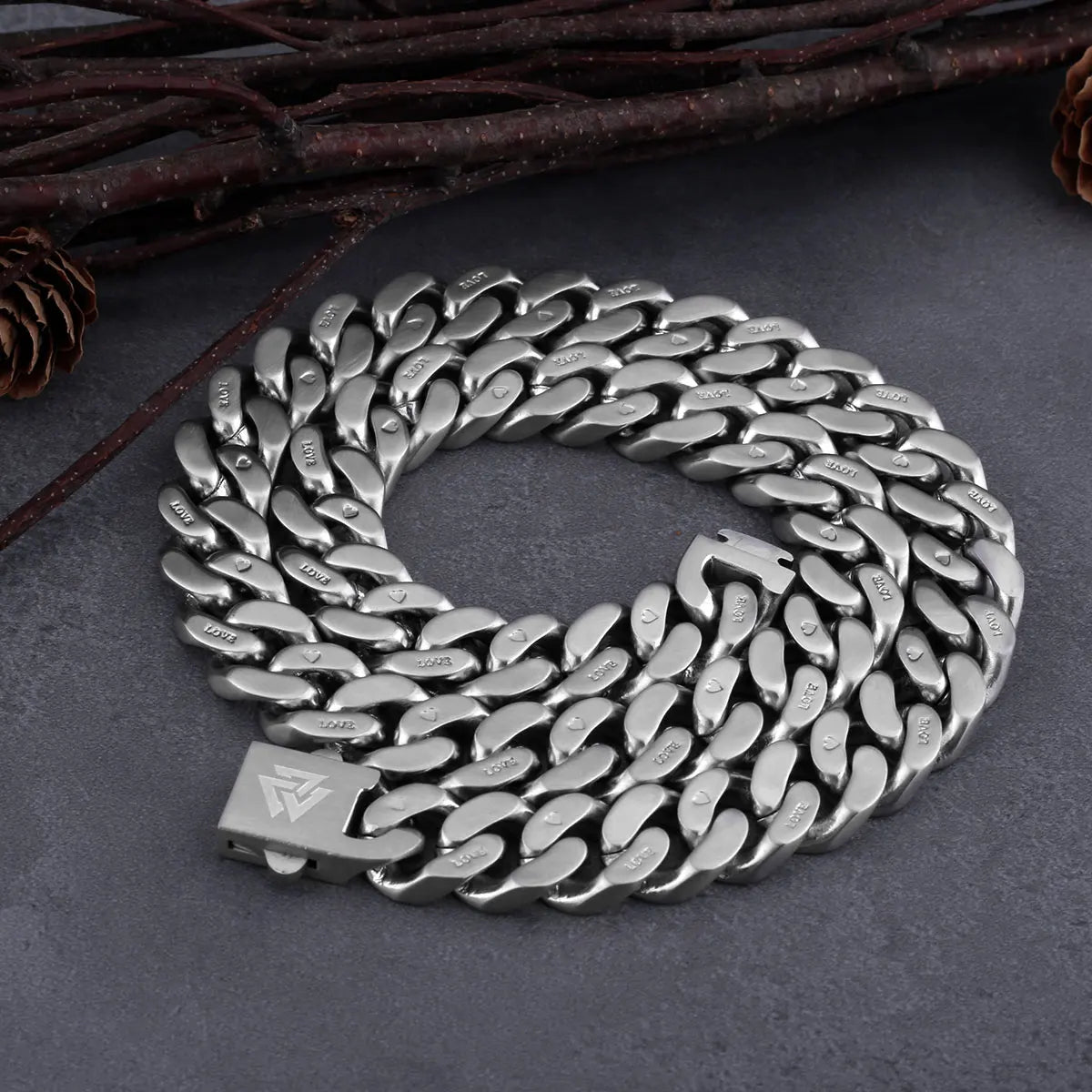 Cuban Chain Necklace High Street Male Hip Hop European American All Match Love Design Couple Jewelry Gift