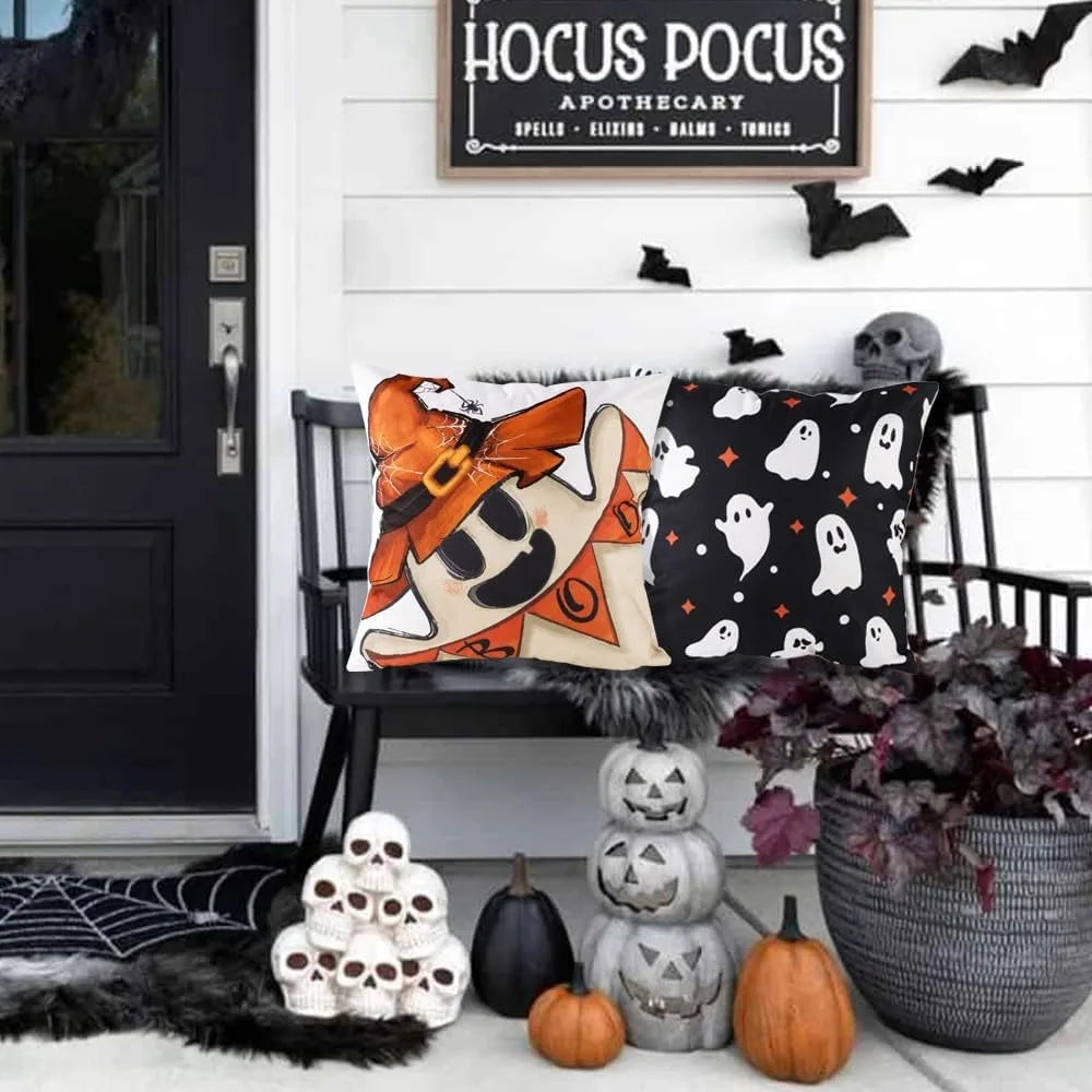 Spooky Halloween Pillowcases: Witch, Ghost, Bat, and 'Spooky' Designs for a Hauntingly Fun Season! Sofa cushion cover, gift