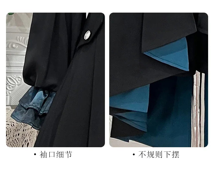 Original Dark Goth Prince Clothing Set New Spring Summer Women's Cool Black Shirt Irregular Vest Shorts 3 Piece Suit Outfits