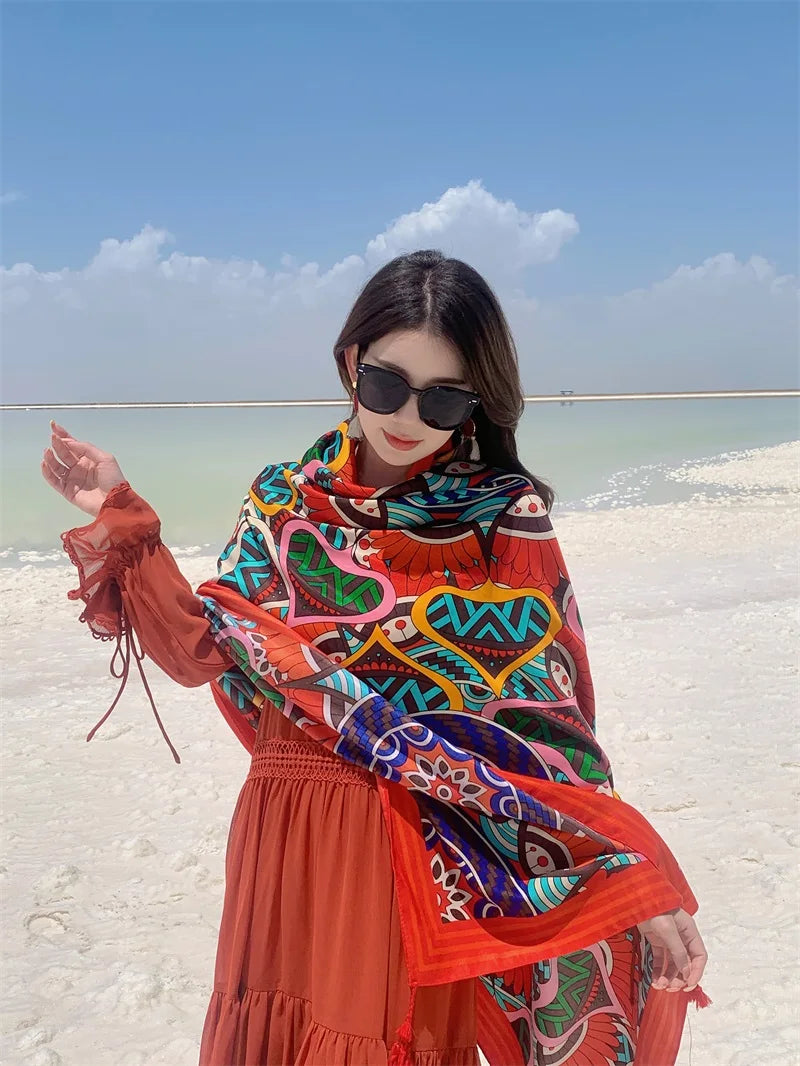 Travel Beach Sunscreen Scarves for Women Bikini Large Sarong Wrap Scarf Brazilian Swimsuit Bathing Cover-ups 17 Styles 90x180cm