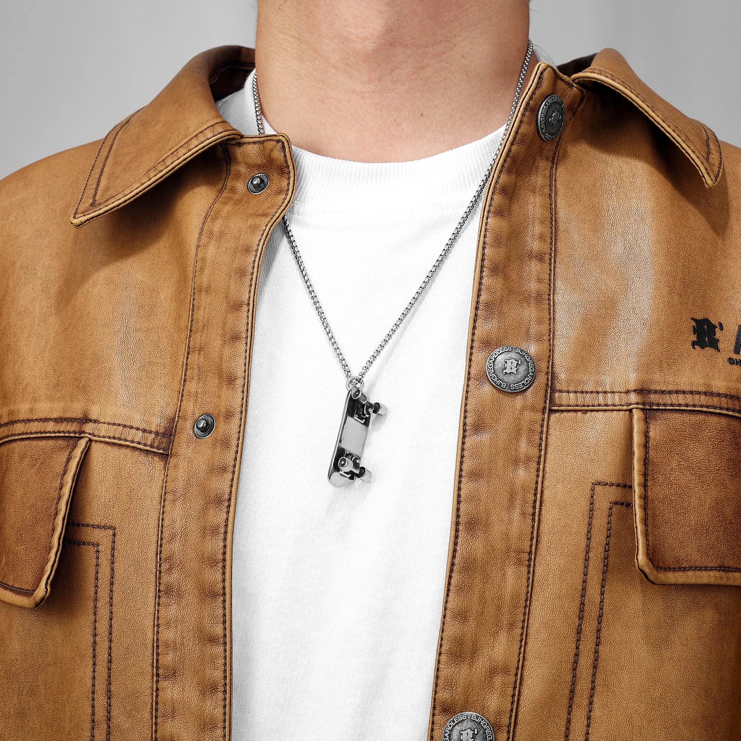 Skate Sports Men Necklaces With Pendant Stainless Steel Jewelry For Male Women Unique Punk Hip Hop Accessories Gifts Wholesale