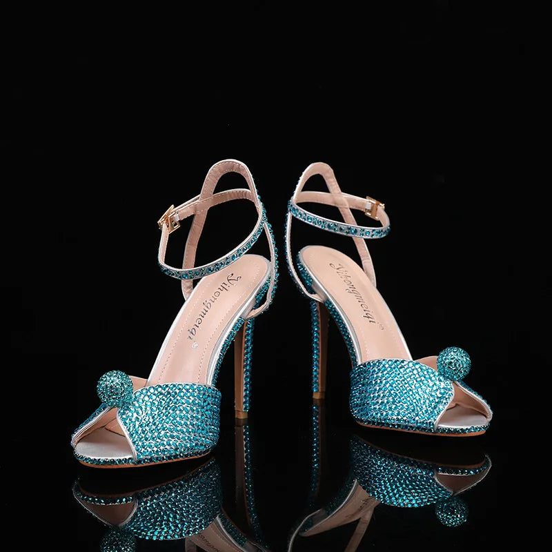 Fashion High Quality Wedding Shoes Women Pearls Studs Luxury Peep Toe White High Heels Buckle Designer Woman Sandal 43 Zapatos