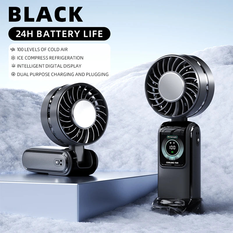Ice Pack High-speed Fan Refrigeration Handheld Small Powerful Cooling Air Portable Usb Charging Outdoor Large Wind Fan