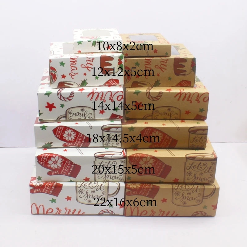 10pcs in various sizes, white, kraft paper color, printed Christmas gift box