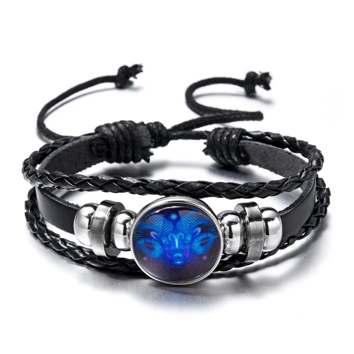 Luminous 12 Zodiac Constellation Sign Braided Couples Leather Bracelet For men Black Rope Charm Party Grow in the dark Jewelry