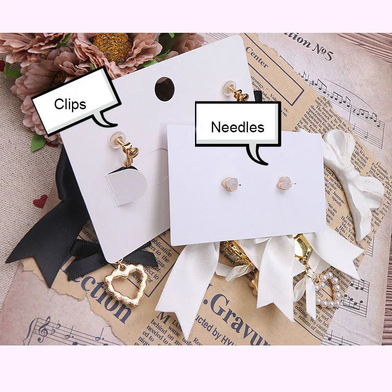 Soft Pink Lolita Earrings Handmade Bow Chic Sweet Girl's Earrings Clips for without Ear Holes/Needles Earring for Woman