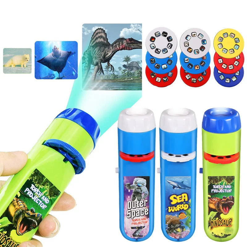 Children Fun Projector Light Flashlight Puzzle Early Education Projection Light for Kids Baby Bedtime Toy Christmas Gift TMZ