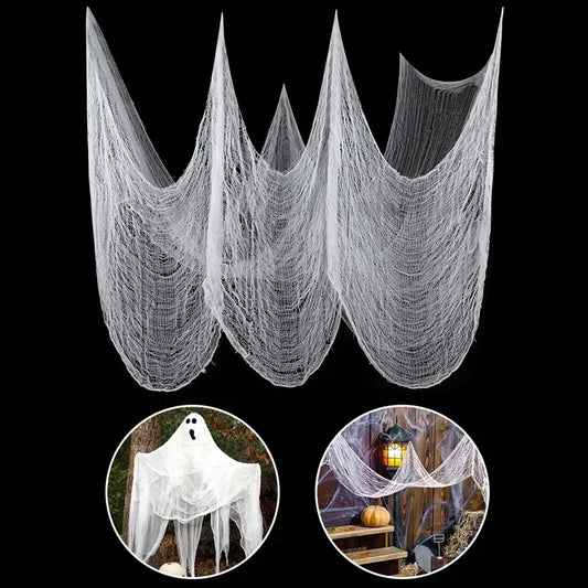 Halloween Creepy Cloth, White Spooky Gauze for Outdoor Hanging Haunted House Party Walls Doorway Entryways Indoor, Party Decor