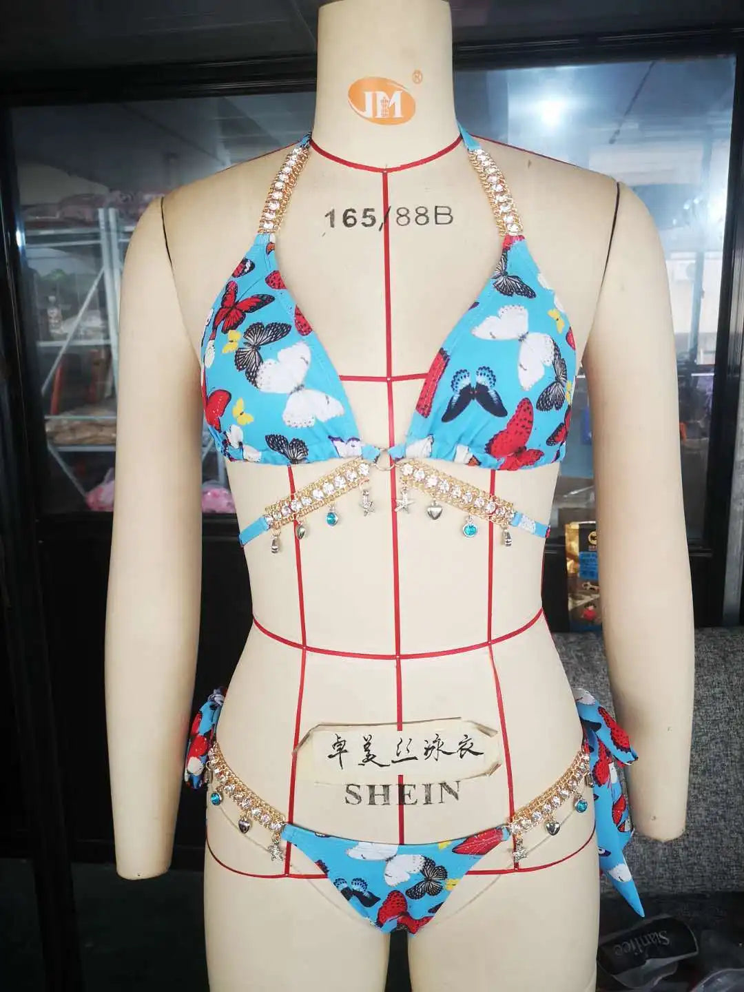 Rhinestone Bikini 2022 Women Solid Black Crystal Diamond Swimsuit Lady Luxury Metal Chain Bandage Bathing Suit Thong Swimwear