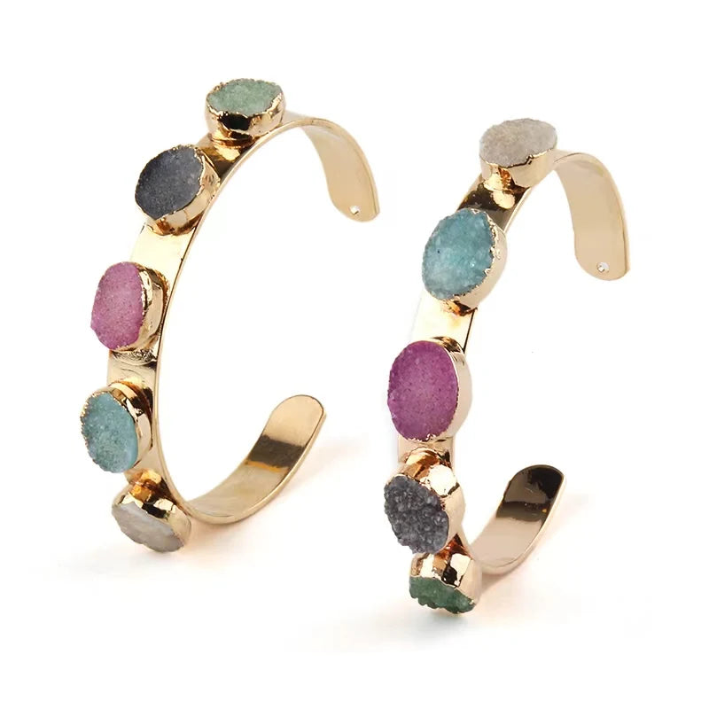 Fashion Beautiful Women Jewelry 5 Color Druzy Charm Bangle For Women Festival Gift