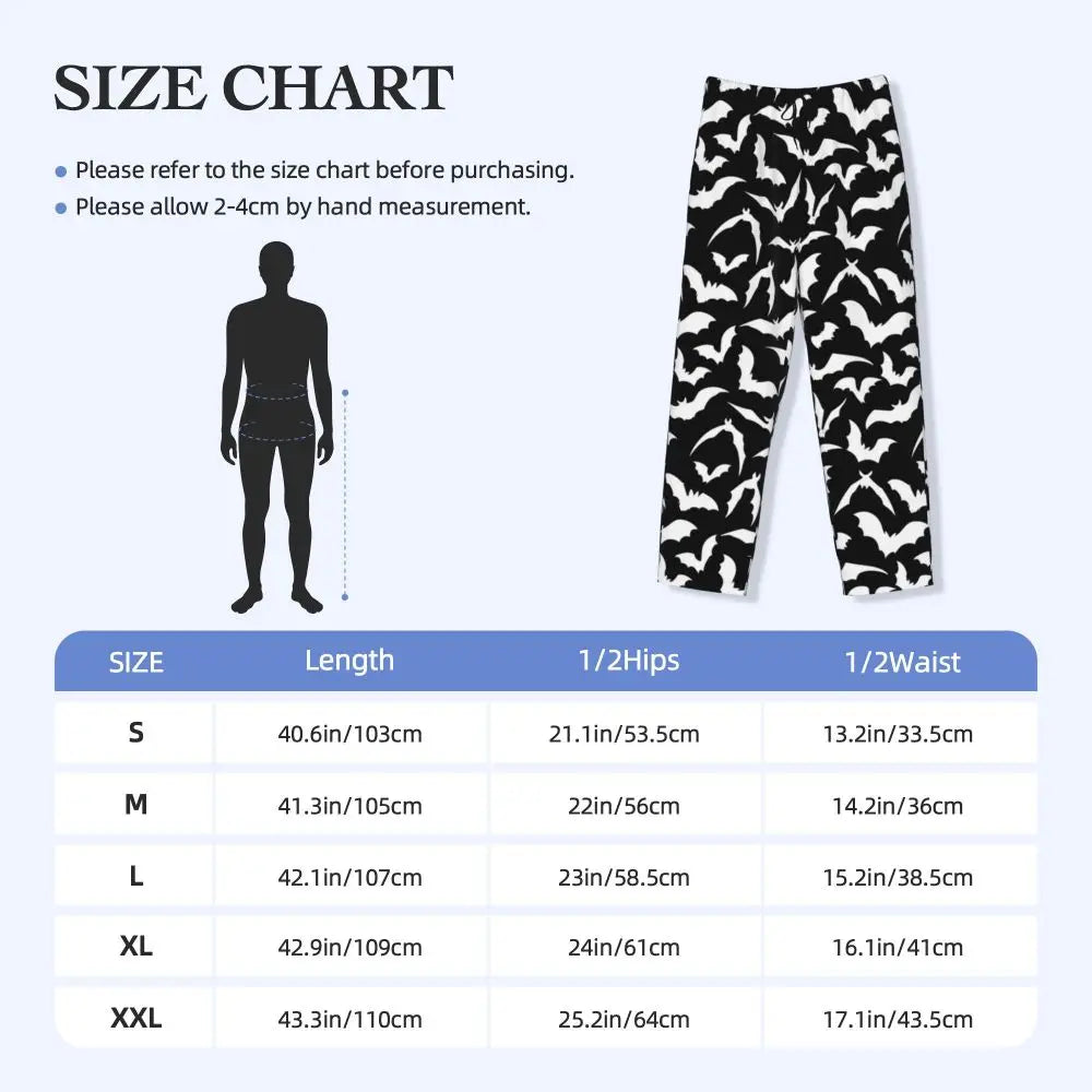 Custom Cute Spooky Halloween Bats Black And Purple Pajama Pants for Men Lounge Sleep Drawstring Sleepwear Bottoms with Pockets