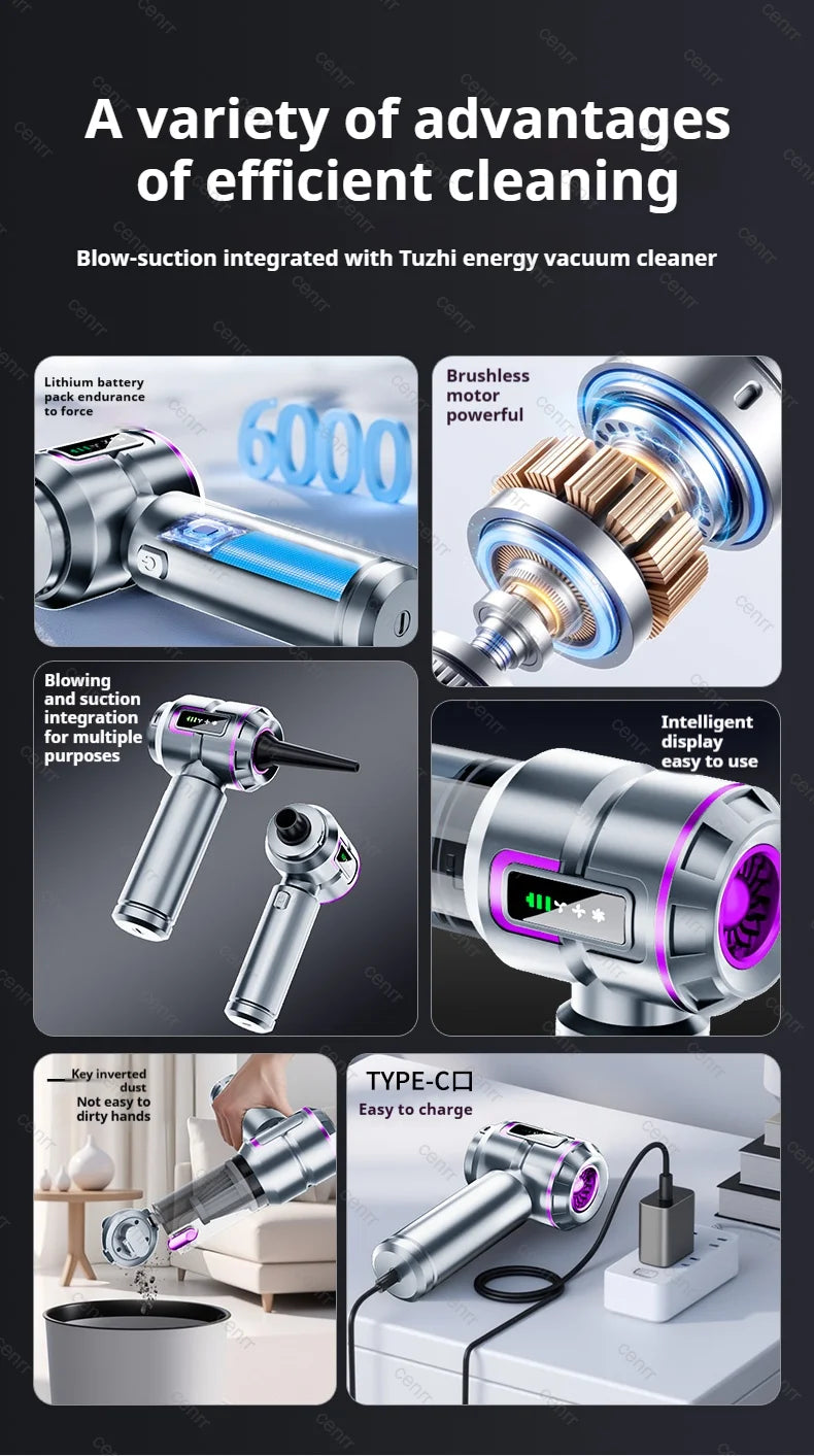 New Car Vacuum Cleaner 998000PA Mini Cordless Powerful for Home Handheld Blower Car Cleaner Portable Car Vacuum Cleaner