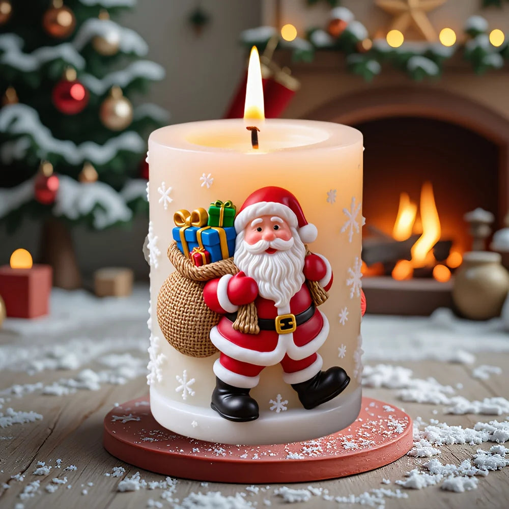Santa Spherical Scented Candle Silicone Mold Wear Hat Santa Spherical Resin Mould Santa Relief Plaster Molds Christmas Gift
