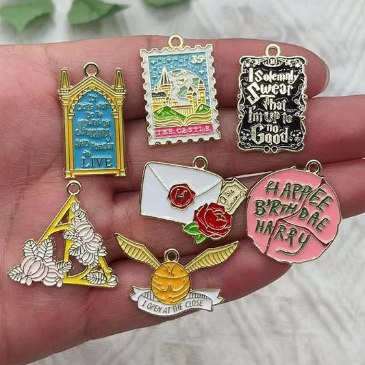 10PCS New Alloy Dripping Charm Charm Pendant Cartoon School of Magic Pendant DIY Keychain Earrings Jewelry Accessories