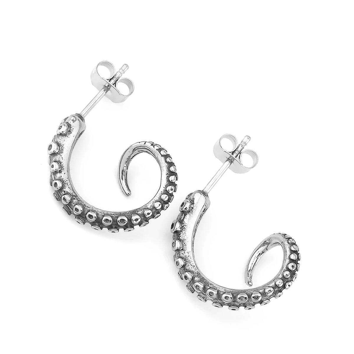 Hip Hop Octopus Whiskers Animal Stud Earrings For Men Stainless Steel Fashion Punk Cool Party Daily Accessories Vintage Jewelry