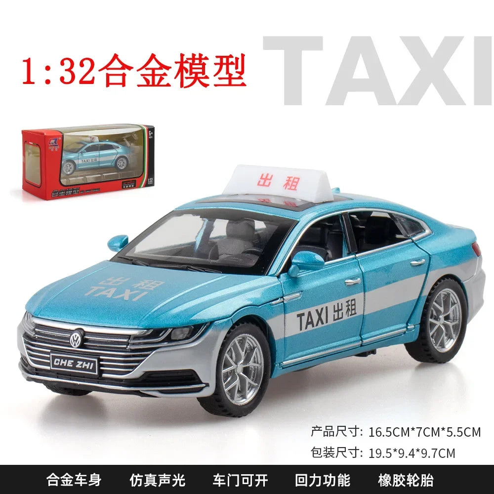 1:32 Volkswagen CC Taxi Car Model Alloy Car Die Cast Toy Car Model Sound Light Children's Toy Collectibles Christmas gift ﻿A563