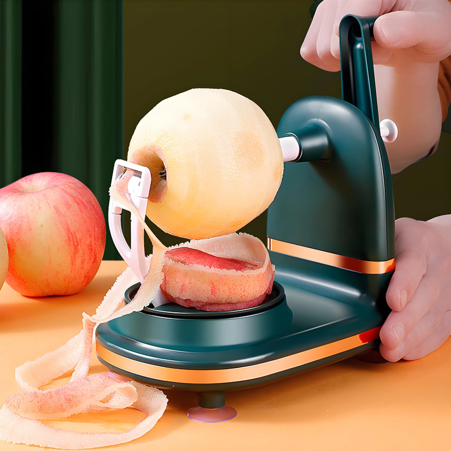 Manual Hand Crank Fruit Peeler with Suction Cup Labor-Saving Kitchen Tool for Safe Peeling