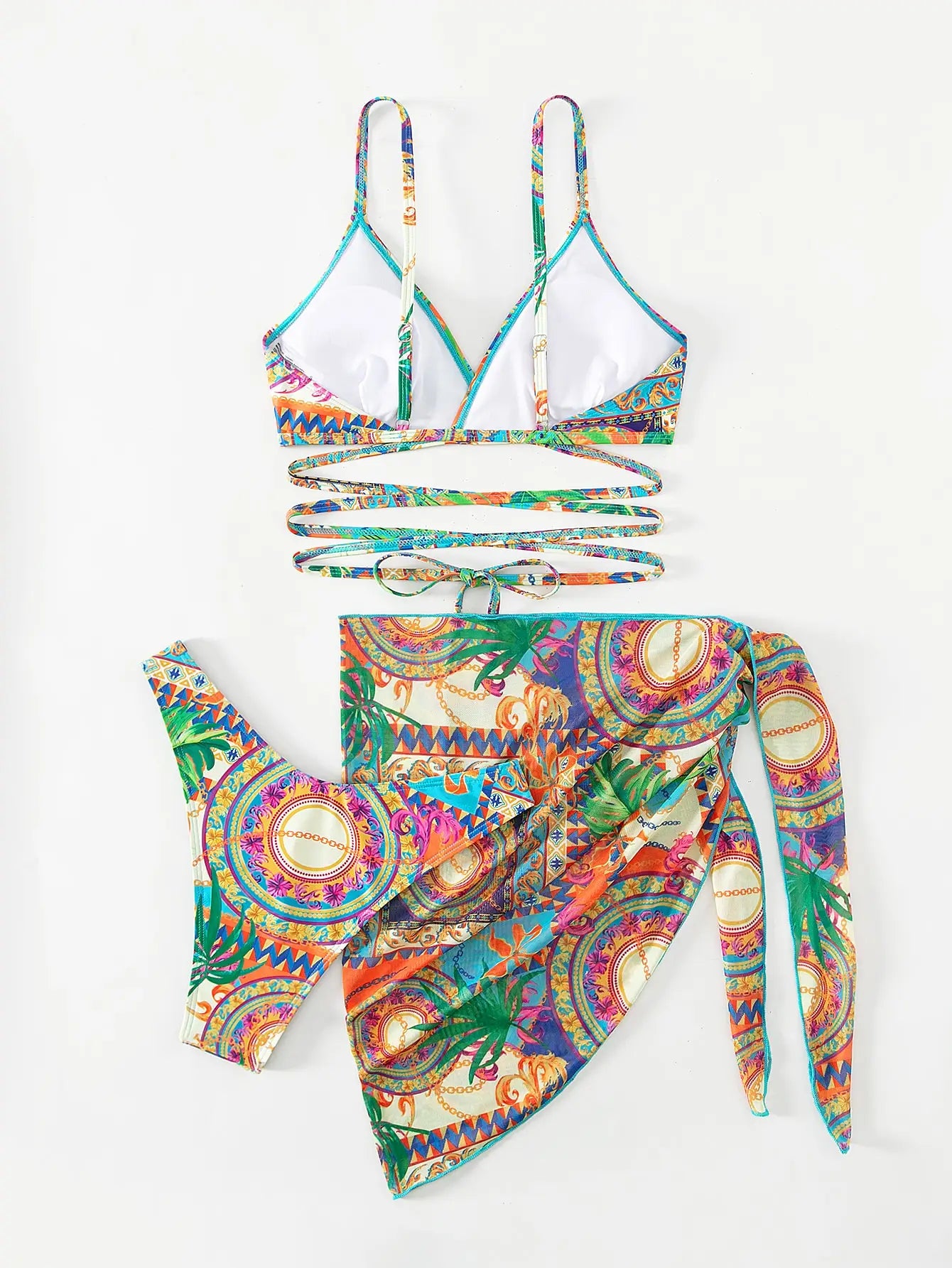 3 Pieces String Bikinis 2025 Women Sexy Swimsuit With Skirt Printed Swimwear Female Bathers Bathing Swimming Swim Suit Beachwear