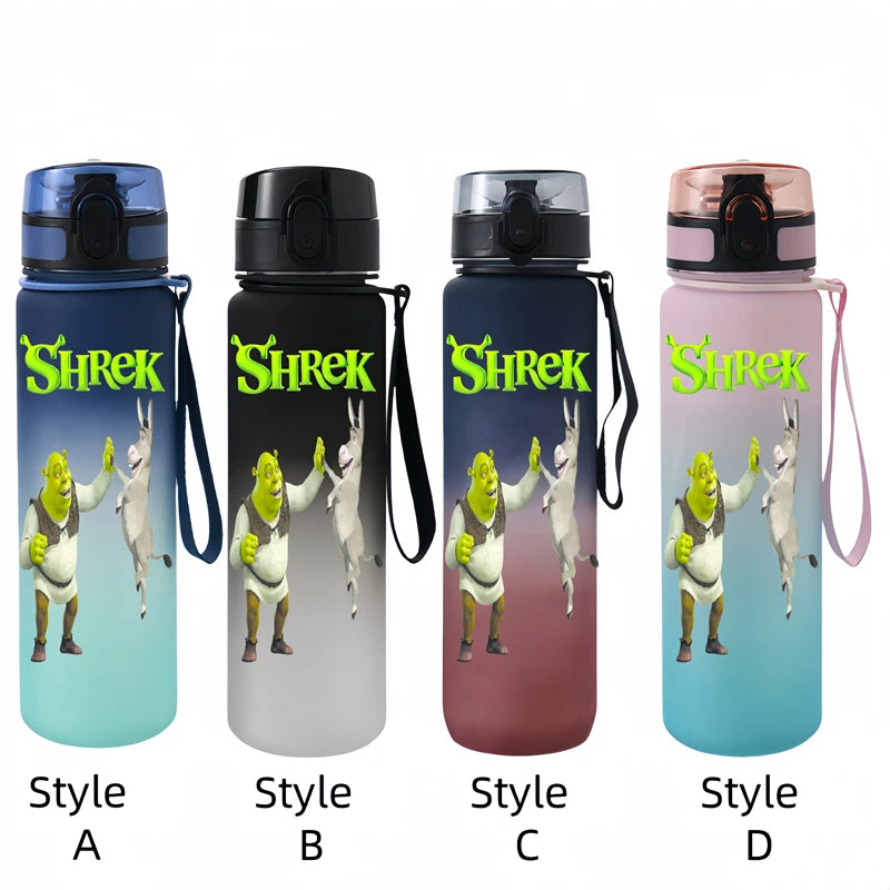 Shrek  650ml Cartoon Characters Portable Water Cup Large Capacity Outdoor Plastic Leak-proof Water Bottle Children's Gift