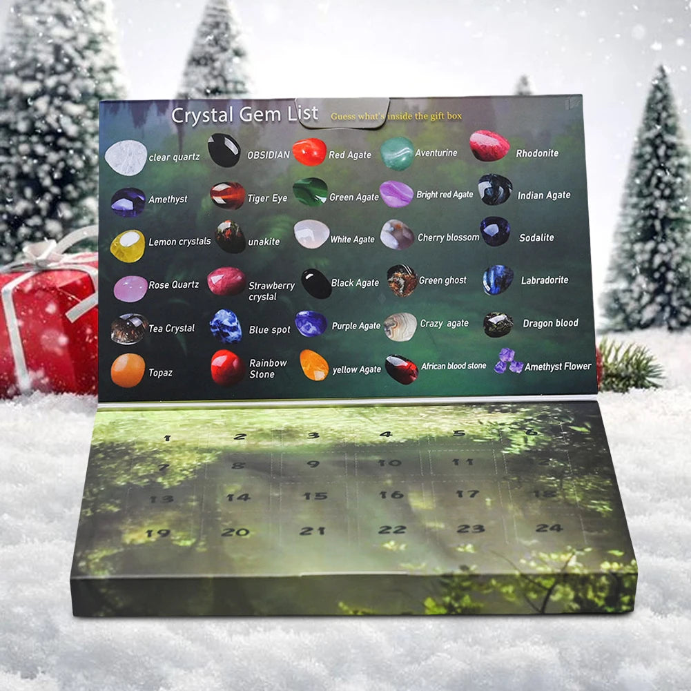 Crystal Advent Calendar 2024 Christmas Advent Calendar with 24 Natural Gemstones Crystals Xmas Countdown Calendar Christmas Gift