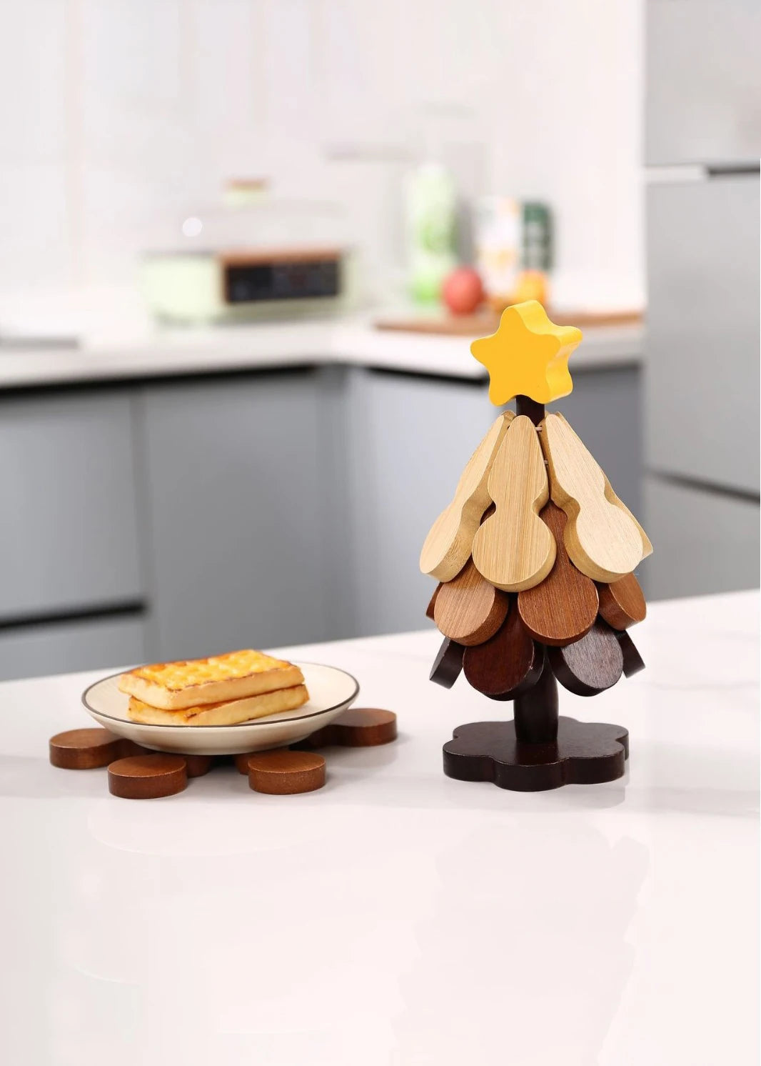 A tree heat insulation pad, solid wood coasters, home table decoration gourd high-temperature resistant placemats Christmas gift