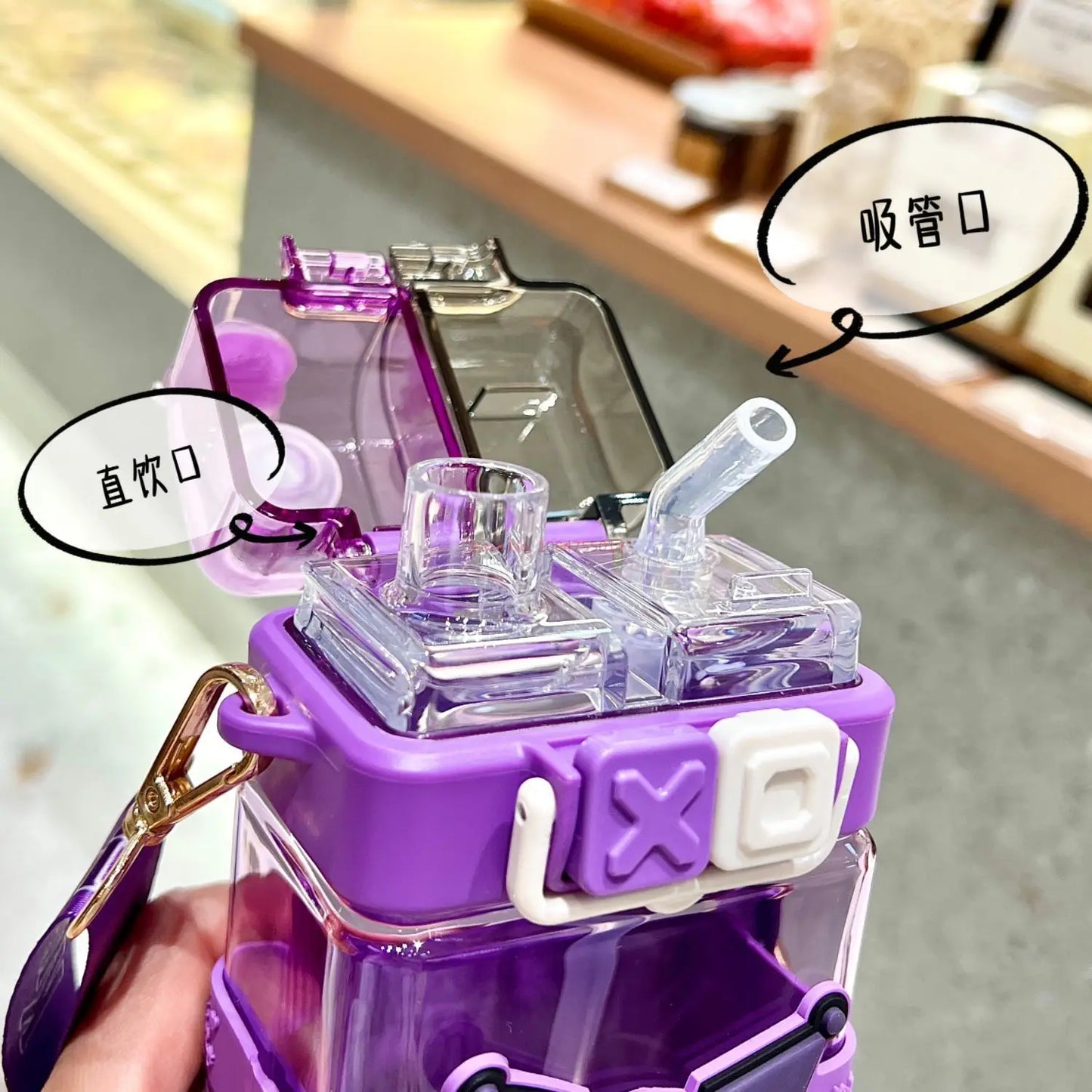 520ml Sanrio Melody Pompompurin Kuromi Cinnamoroll Plastic Bottle Double Drink Cup Students Cartoon Large Capacity Water Bottle