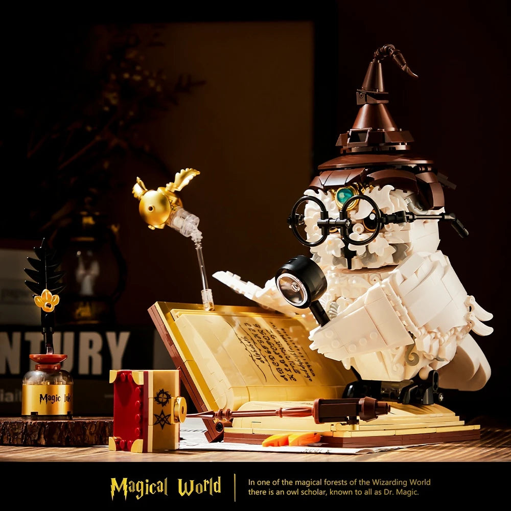 Magic World Owl Professor MOC Building Blocks Set Creative Technical Bricks DIY Toy for Adults Kids Holiday Christmas Gift